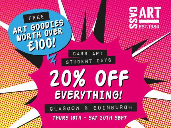 Get 20% off & free art goodies worth £100 at Cass Art Student Days 2025