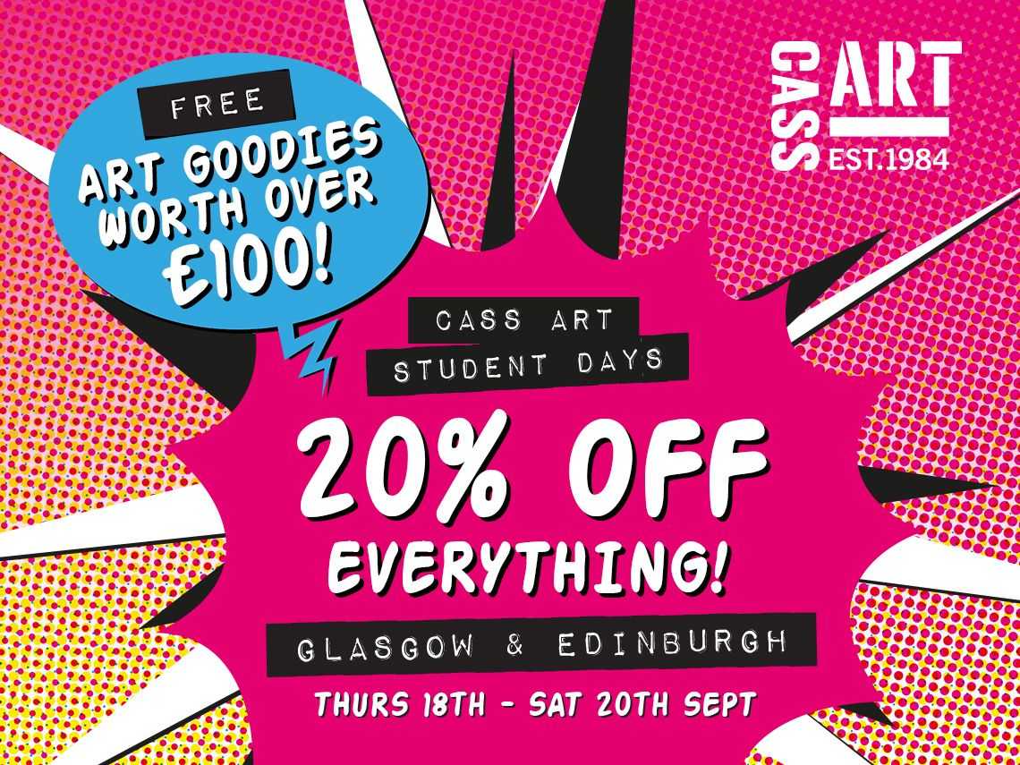 Get 20% off & free art goodies worth £100 at Cass Art Student Days 2025
