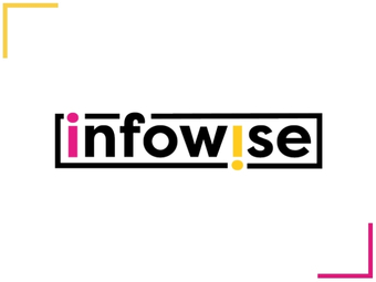 Infowise logo with yellow and pink accents