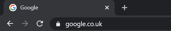A screenshot of a web browser. You can see the bar where you type the URL in. In this example it says google.co.uk