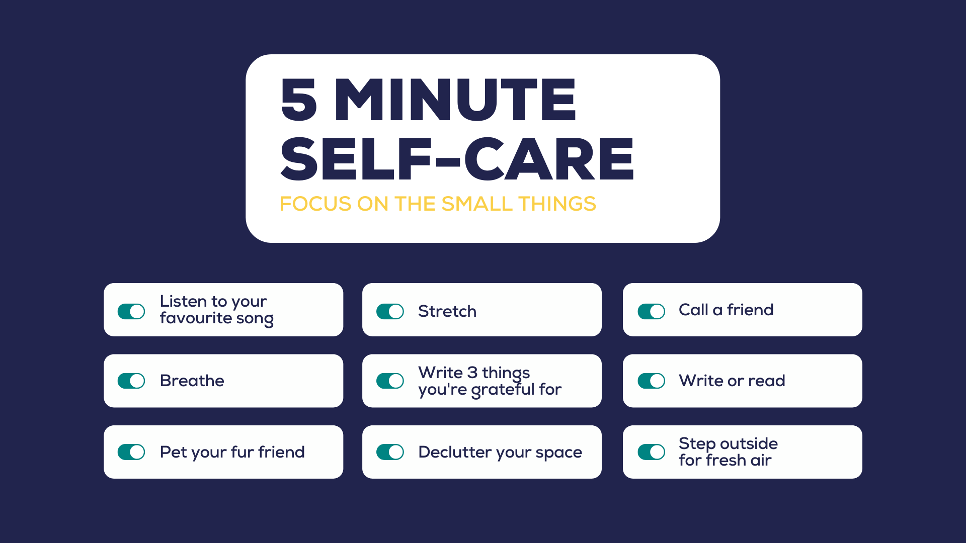 5 Minute Self-Care Ideas