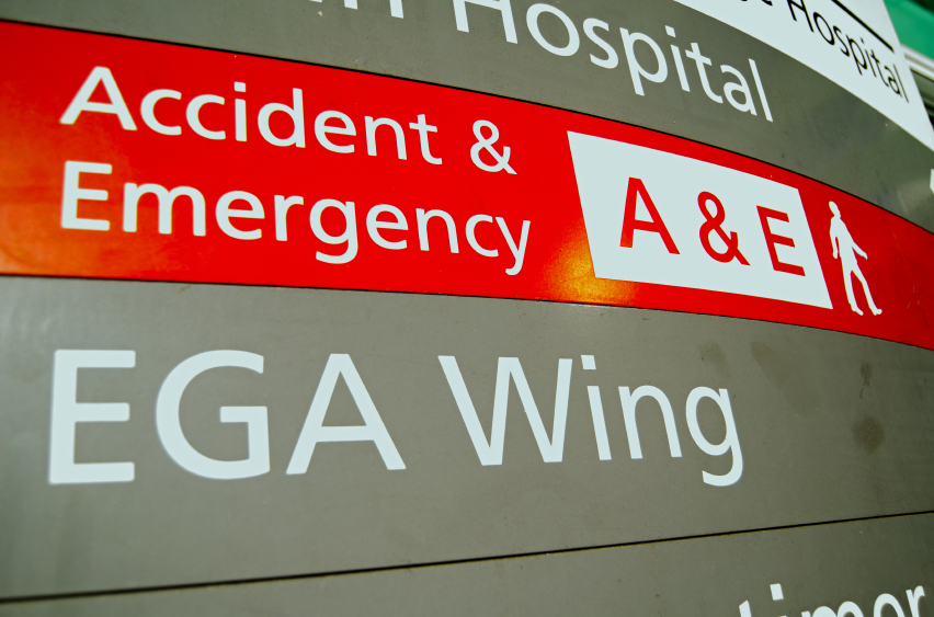A picture of a hospital's A&E sign