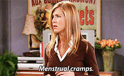 Rachel Green cramps gif