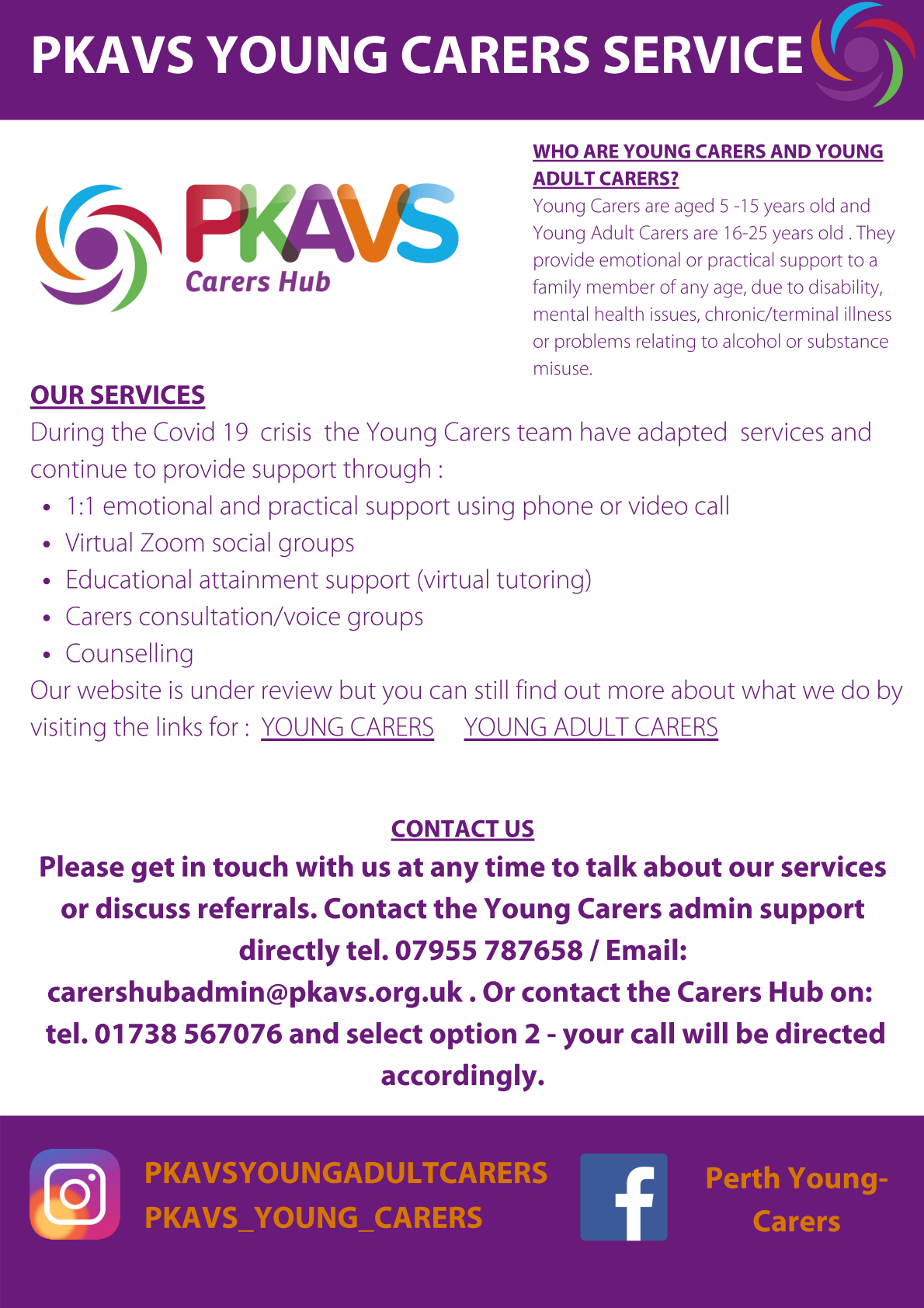 Information poster on Young Carers Service